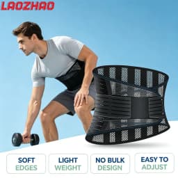 Back Brace for Lower Back Pain Relief with 5 Stays & Dual Adjustable Straps, Breathable Anti-Skid Lumbar Support for Men Women