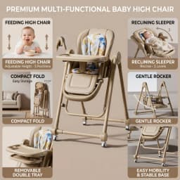 Multifunction Children Dining Chair Adjustable 2-in-1 Smooth Cardan Wheel Foldable Toddler Reclining Chair Highchair for Baby