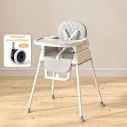 PANGDUBE Foldable Baby High Chair Portable Infant Feeding Seat Convertible Booster Toddler Meal Chair with Wheels Tray
