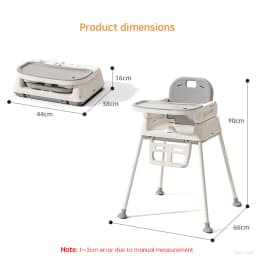 PANGDUBE Foldable Baby High Chair Portable Infant Feeding Seat Convertible Booster Toddler Meal Chair with Wheels Tray
