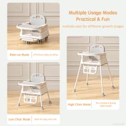 PANGDUBE Foldable Baby High Chair Portable Infant Feeding Seat Convertible Booster Toddler Meal Chair with Wheels Tray