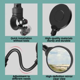 DOMEN Bicycle Rearview Handlebar Mirrors 360 Rotatable for Bike Motorcycle Bendable Hose Adjustable Wide Angle Rear View Mirror