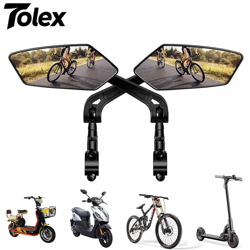 Tolex Bicycle Rearview Mirrors Adjustable 360° Rotate MTB Road Bike Handlebar RearView Mirrors Bicycle Accessories