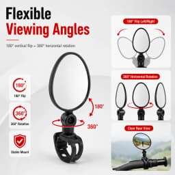 PINMOAP 2PCS Bicycle Rear Mirror Wide Angle Handlebar Reflector Mirror Adjustable Cycling Safety View For Mtb Road Bike Scooter