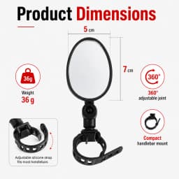 PINMOAP 2PCS Bicycle Rear Mirror Wide Angle Handlebar Reflector Mirror Adjustable Cycling Safety View For Mtb Road Bike Scooter