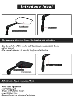 RIDERACE Bicycle Rear View Mirror Clear Bike Wide Range Back Sight Rearview Reflector Adjustable Handlebar Left Right Mirror