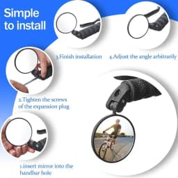 2PCS 360° Bike Mirror - Wide-Angle Rearview for MTB/Road/E-Bike, Shockproof Handlebar Mount Tool-Free Install
