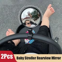 2-Piece Set Baby Stroller Rearview Mirror - Universal Fit, No Installation Required, Baby Walker Safety Accessory Compact Design