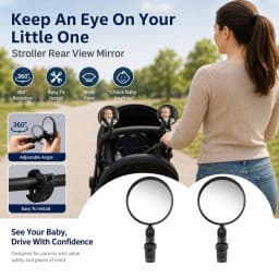 2-Piece Set Baby Stroller Rearview Mirror - Universal Fit, No Installation Required, Baby Walker Safety Accessory Compact Design