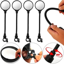 Wide Angle Bike Mirror 360 Rotatable Rearview Mirror for Bicycle Handlebar Thickened Aluminum Tube Anti Shock Convex Mirror