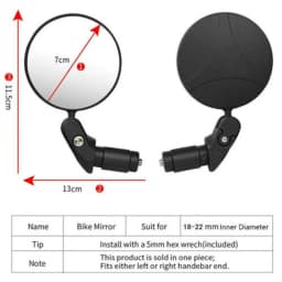 New Bicycle Bar End Mirror 360° Rotating Rearview Mountain Bike Rear View