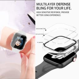 Glitter Tempered Glass Case for Apple Watch Series 10 46MM 42MM Ultra 3 2 9 49MM 45MM 41MM 40MM 44MM Screen Protector Protection