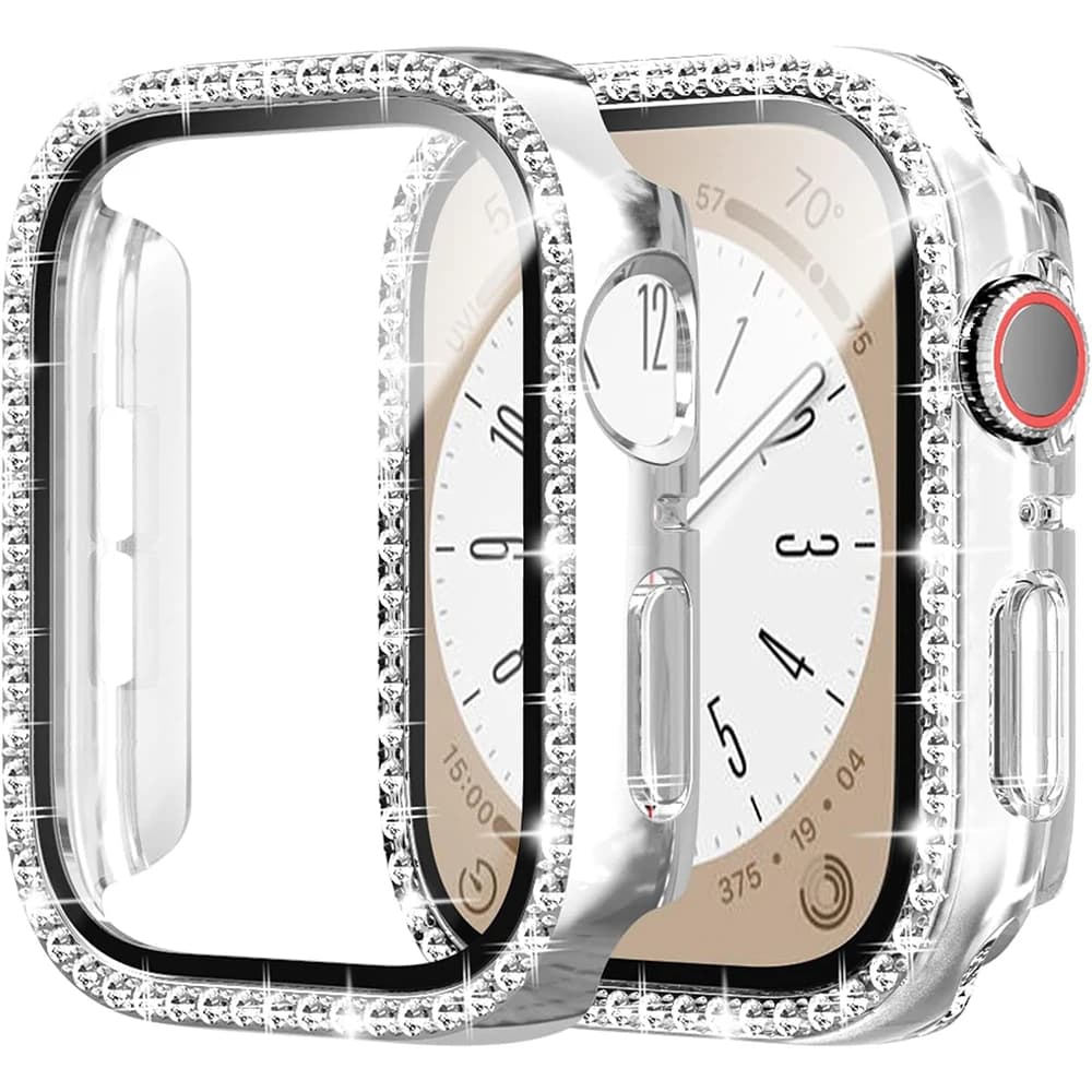 Glitter Tempered Glass Case for Apple Watch Series 10 46MM 42MM Ultra 3 2 9 49MM 45MM 41MM 40MM 44MM Screen Protector Protection