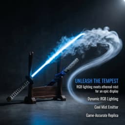 40in Ghost of Tsushima Mist Katana LED Light Ninja Knife Vapor Glow Schwert Japanese Original Samurai Sabre Unsharpened Toy Gift