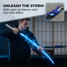 40in Ghost of Tsushima Mist Katana LED Light Ninja Knife Vapor Glow Schwert Japanese Original Samurai Sabre Unsharpened Toy Gift