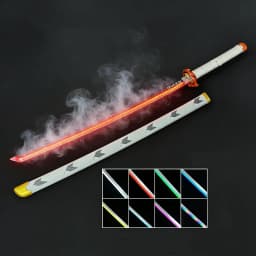 40inch Demon Slayer Glow Vapor LED Lightsabre Katana Anime Rengoku Cosplay Prop Real Size Japanese Katana Frog Samurai Sword Toy