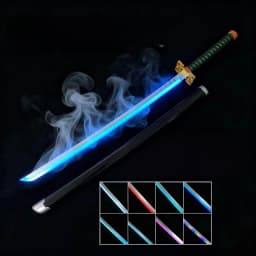 40inch Demon Slayer Glow Vapor LED Lightsabre Katana Anime Rengoku Cosplay Prop Real Size Japanese Katana Frog Samurai Sword Toy