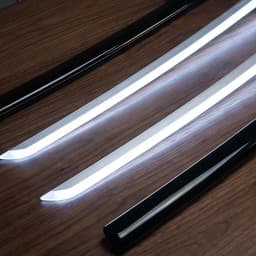 40.94Inch 104cm Wooden Kagurabachi LED Luminous Katana Black White Wrapped Grip Gold Fitting Glossy Scabbard Anime Cosplay Prop