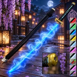 40inch Demon Slayer Kokushibo Katana LED Lightsabre Mist Original Cosplay Accessories Prop Wood Katana Vapor Schwert Toy Gift