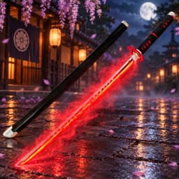 40inch Demon Slayer Kokushibo Katana LED Lightsabre Mist Original Cosplay Accessories Prop Wood Katana Vapor Schwert Toy Gift