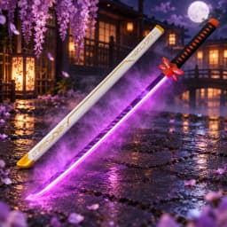 40inch Demon Slayer Kokushibo Katana LED Lightsabre Mist Original Cosplay Accessories Prop Wood Katana Vapor Schwert Toy Gift