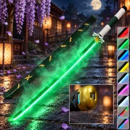 40inch Demon Slayer Kokushibo Katana LED Lightsabre Mist Original Cosplay Accessories Prop Wood Katana Vapor Schwert Toy Gift