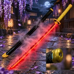 40inch Demon Slayer Kokushibo Katana LED Lightsabre Mist Original Cosplay Accessories Prop Wood Katana Vapor Schwert Toy Gift