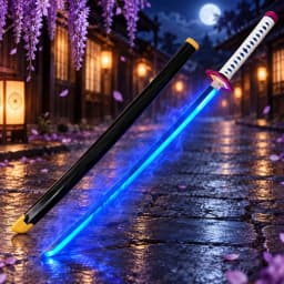 40inch Demon Slayer Kokushibo Katana LED Lightsabre Mist Original Cosplay Accessories Prop Wood Katana Vapor Schwert Toy Gift