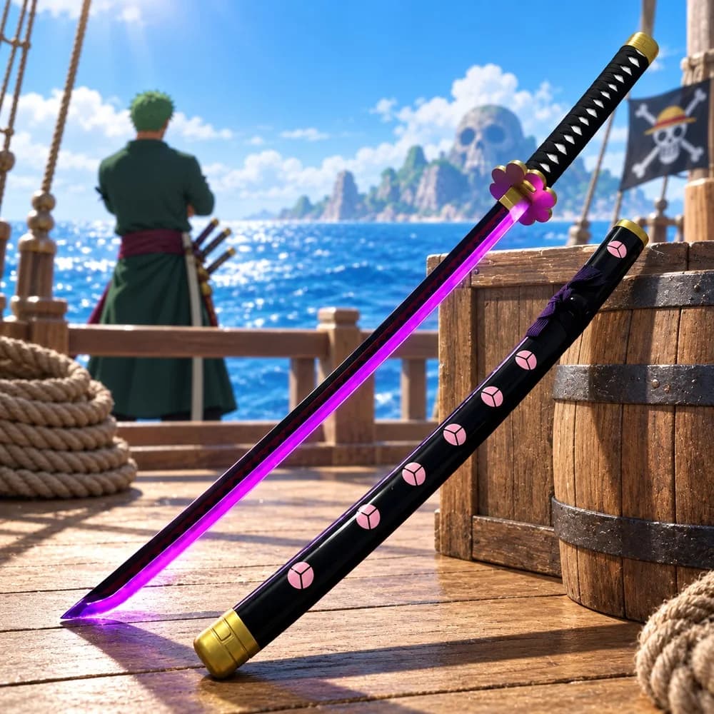 40inch Bleach Kuchiki Rukia Katana Sword LED Mist Original Vapour Sabre Wood Vapor Schwert Cosplay Accessories Prop Toy Gift
