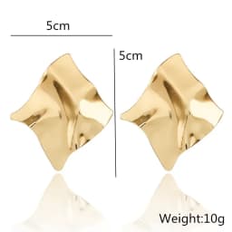 Korean Metal Earrings 2025 For Women Round Geometric Statement Vintage Gold Color Stud Earrings Fashion Jewelry Earring