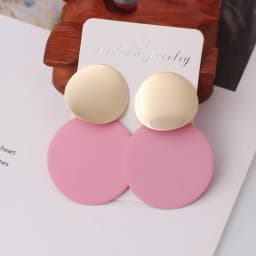 Korean Metal Earrings 2025 For Women Round Geometric Statement Vintage Gold Color Stud Earrings Fashion Jewelry Earring