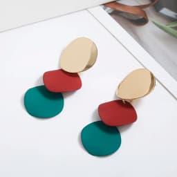 Korean Metal Earrings 2025 For Women Round Geometric Statement Vintage Gold Color Stud Earrings Fashion Jewelry Earring