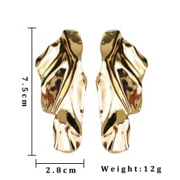 Korean Metal Earrings 2025 For Women Round Geometric Statement Vintage Gold Color Stud Earrings Fashion Jewelry Earring