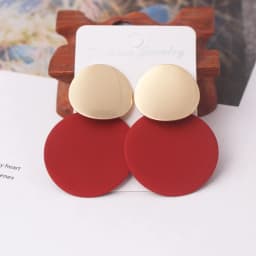 Korean Metal Earrings 2025 For Women Round Geometric Statement Vintage Gold Color Stud Earrings Fashion Jewelry Earring