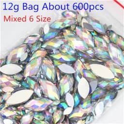 Multi Size  Acrylic Rhinestones Horse Eye Crystal AB Flat Back 3D Non HotFix Nail Art Decoration for Wedding Crafts MC80