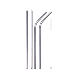 UPORS Reusable Drinking Straw 304 Stainless Steel Straws Straight Bent Metal Straw with Cleaner Brush Pouch Wholesale