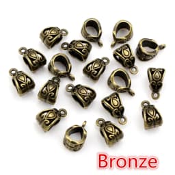 20pcs 13x8x8mm Beads Bails Pendants Jewelry Making DIY Necklace Silver Plated Gold Black Beads Bails Pendants Charm Beads Bails