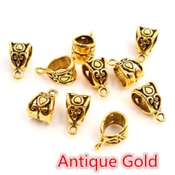 20pcs 13x8x8mm Beads Bails Pendants Jewelry Making DIY Necklace Silver Plated Gold Black Beads Bails Pendants Charm Beads Bails