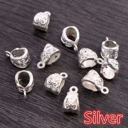 20pcs 13x8x8mm Beads Bails Pendants Jewelry Making DIY Necklace Silver Plated Gold Black Beads Bails Pendants Charm Beads Bails