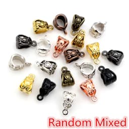 20pcs 13x8x8mm Beads Bails Pendants Jewelry Making DIY Necklace Silver Plated Gold Black Beads Bails Pendants Charm Beads Bails