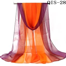 Women Foulard Gradient Solid Color Chiffon Georgette Scarf Bandana Elegant Long Shawl Hijab Summer Sun Protection