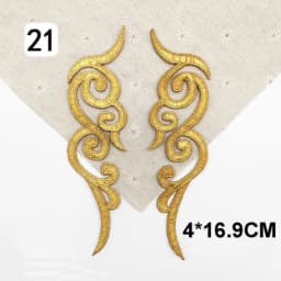 Iron On Appliques Embroidered Patches Lace Fabric Decoration Vintage Dress Costumes Diy Trims Gold Silver HB50