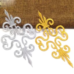 Iron On Appliques Embroidered Patches Lace Fabric Decoration Vintage Dress Costumes Diy Trims Gold Silver HB50