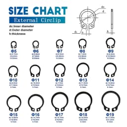 NINDEJIN C clip external circlip snap retaining rings set stainless steel carbon steel 5-28mm circlip set for shaft