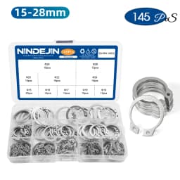 NINDEJIN C clip external circlip snap retaining rings set stainless steel carbon steel 5-28mm circlip set for shaft