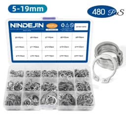 NINDEJIN C clip external circlip snap retaining rings set stainless steel carbon steel 5-28mm circlip set for shaft