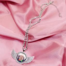 For John Pork Is Calling Answer Call Phone Humor Funny Pig Lover Graphic The Moon Necklace Angel Wings Pendant Necklace Gift