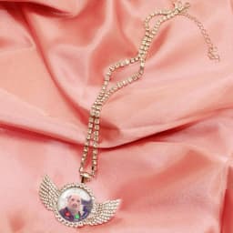 For John Pork Is Calling Answer Call Phone Humor Funny Pig Lover Graphic The Moon Necklace Angel Wings Pendant Necklace Gift
