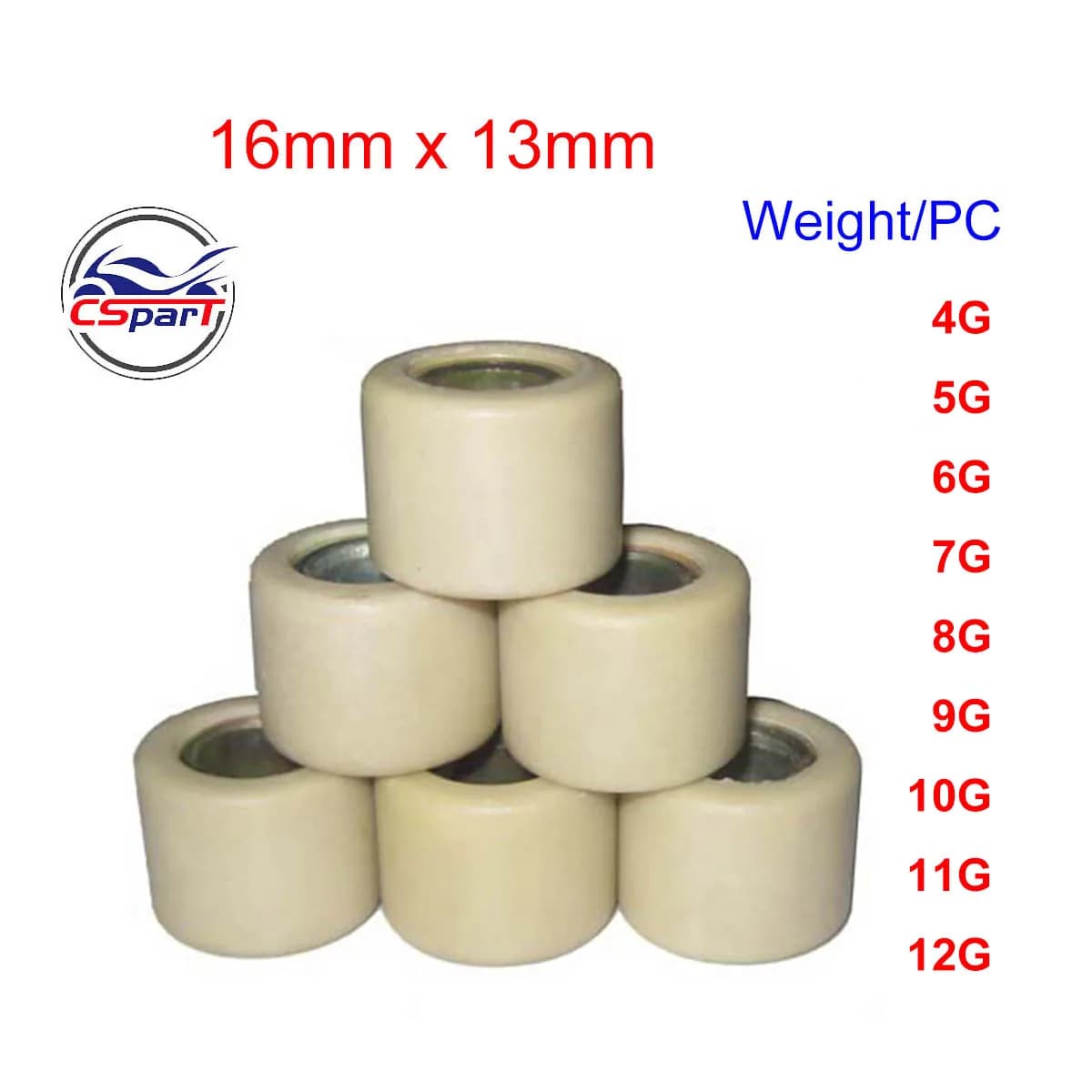 16x13 4G ~ 12G Variator Roller GY6 50 50CC 80CC 139QMB Dio R1 100 100CC JR100 KYMCO PIAGGIO SYM Scooter
