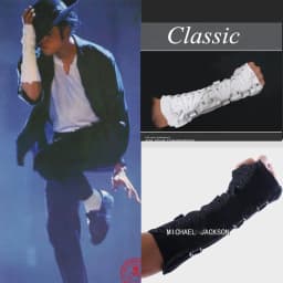 Handmade Punk Rock Concert Michael Jackson Classic Collection Cotton White Back ArmBrace Elbow Glove